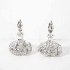  Steuben Glass Pair of Art Nouveau Fine Sterling Overlay Perfume Bottles signed Steuben - 4162112