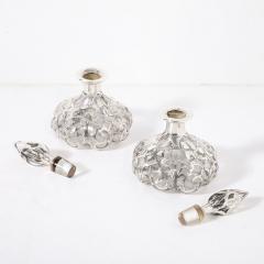  Steuben Glass Pair of Art Nouveau Fine Sterling Overlay Perfume Bottles signed Steuben - 4162113