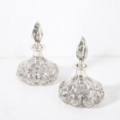  Steuben Glass Pair of Art Nouveau Fine Sterling Overlay Perfume Bottles signed Steuben - 4162116