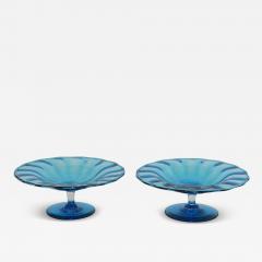 Steuben Glass Set of 2 Steuben Celeste Blue Glass Compotes - 4311325
