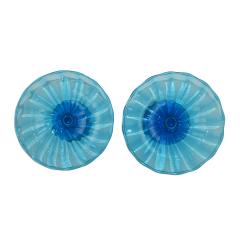 Steuben Glass Set of 2 Steuben Celeste Blue Glass Compotes - 4320790