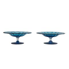  Steuben Glass Set of 2 Steuben Celeste Blue Glass Compotes - 4320791
