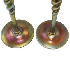  Steuben Glass Set of 2 Steuben Gold Aurene Glass Candlesticks - 4320769