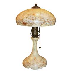  Steuben Glass Steuben Art Glass Lamp with Hearts and Vines White Gold Small - 4295222