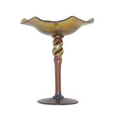  Steuben Glass Steuben Gold Aurene Glass Floriform Compote - 4320780