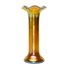  Steuben Glass Steuben Gold Aurene Glass Ruffled Trumpet Vase - 4310794