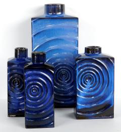  Steuler Set of 4 1960s Cari Zalloni for Steuler Keramik blue on black zyklon vases - 2405377