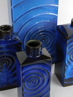  Steuler Set of 4 1960s Cari Zalloni for Steuler Keramik blue on black zyklon vases - 2405378
