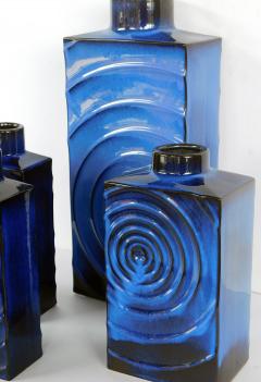  Steuler Set of 4 1960s Cari Zalloni for Steuler Keramik blue on black zyklon vases - 2405379