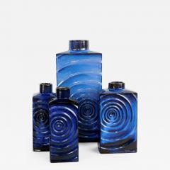  Steuler Set of 4 1960s Cari Zalloni for Steuler Keramik blue on black zyklon vases - 2408197