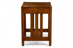  Stickley Bros Stickley Bros Mission Oak table desk with a drawer and side slat design - 4665434