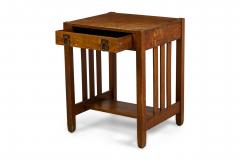  Stickley Bros Stickley Bros Mission Oak table desk with a drawer and side slat design - 4665437