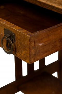  Stickley Bros Stickley Bros Mission Oak table desk with a drawer and side slat design - 4665438