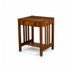  Stickley Bros Stickley Bros Mission Oak table desk with a drawer and side slat design - 4728933