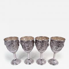  Stieff Set of 4 Stieff Baltimore Repousse Sterling Silver Goblets 1934 - 4344667