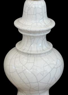  Stiffel Lamp Company Pair 1960s Stiffel Asian Inspired Ivory Crackle glaze Ginger Jar Lamps - 4485362