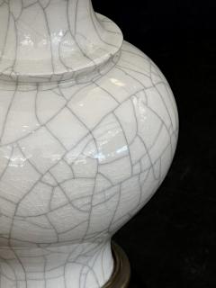  Stiffel Lamp Company Pair 1960s Stiffel Asian Inspired Ivory Crackle glaze Ginger Jar Lamps - 4485366