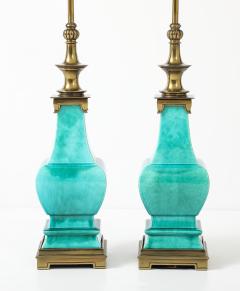  Stiffel Lamp Company Pair of 1960s Jade Green Ceramic Pagoda Lamps by Stiffel Lamp company - 4708464