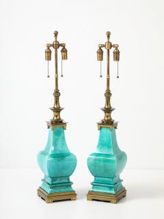  Stiffel Lamp Company Pair of 1960s Jade Green Ceramic Pagoda Lamps by Stiffel Lamp company - 4708467