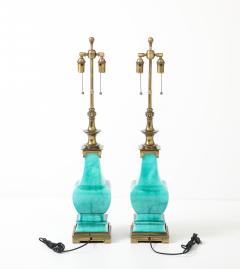  Stiffel Lamp Company Pair of 1960s Jade Green Ceramic Pagoda Lamps by Stiffel Lamp company - 4708472