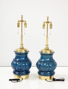  Stiffel Lamp Company Pair of Ceramic Lamps with a Blue Crackle Glaze  - 3016988