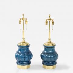  Stiffel Lamp Company Pair of Ceramic Lamps with a Blue Crackle Glaze  - 3018042