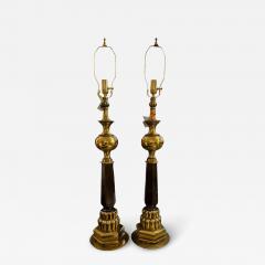  Stiffel Lamp Company Pair of Mid Century Modern Stiffel Brass Gold Black Table Lamps - 4412752