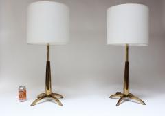  Stiffel Lamp Company Pair of Mid Century Stiffel Rocket Table Lamps in Brass - 3674303