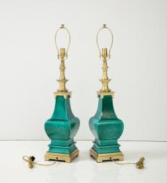  Stiffel Lamp Company Stiffel Emerald Green Porcelain Midcentury Lamps - 3124818