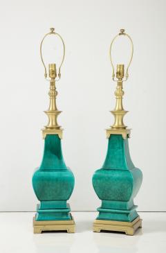 Stiffel Lamp Company Stiffel Emerald Green Porcelain Midcentury Lamps - 3124819