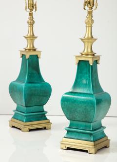  Stiffel Lamp Company Stiffel Emerald Green Porcelain Midcentury Lamps - 3124825