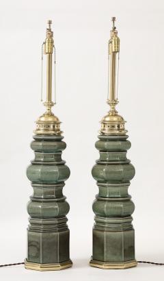  Stiffel Lamp Company Stiffel Jade Green Totem Lamps - 4381580