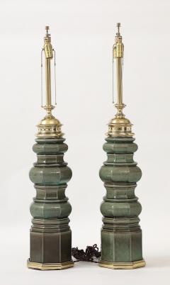  Stiffel Lamp Company Stiffel Jade Green Totem Lamps - 4381581