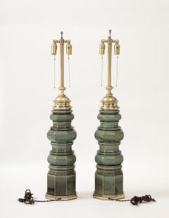  Stiffel Lamp Company Stiffel Jade Green Totem Lamps - 4381583