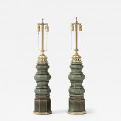  Stiffel Lamp Company Stiffel Jade Green Totem Lamps - 4383751