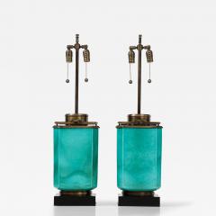  Stiffel Lamp Company Stiffel Large Jade Green Porcelain Brass Lamps - 3130719