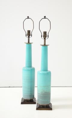  Stiffel Lamp Company Stiffel Turquoise Porcelain Lamps - 4293708