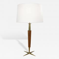  Stiffel Stiffel Fluted Walnut Brass Table Lamp 1950s - 350656
