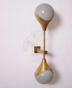  Stilnovo 1 of 16 Murano Glass and Brass Sconce or Wall Lamp Attributed to Stilnovo - 533379