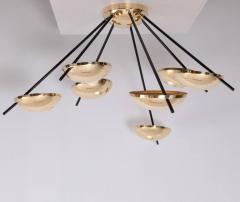  Stilnovo 1 of 2 Huge Brass Sputnik Flush Mounts or Wall Lamps Attributed to Stilnovo - 533597