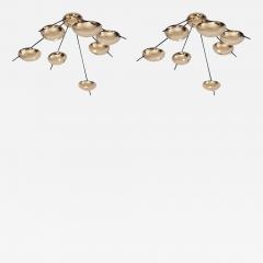  Stilnovo 1 of 2 Huge Brass Sputnik Flush Mounts or Wall Lamps Attributed to Stilnovo - 534197