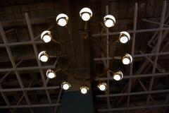  Stilnovo 1 of 2 Huge Stilnovo Style Brass and Murano Glass Chandelier - 1190865