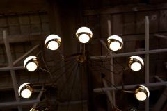  Stilnovo 1 of 2 Huge Stilnovo Style Brass and Murano Glass Chandelier - 1190867