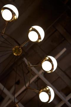  Stilnovo 1 of 2 Huge Stilnovo Style Brass and Murano Glass Chandelier - 1190870