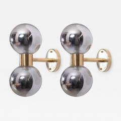  Stilnovo 1 of 4 Stilnovo Style Brass and Mercury Glass Wall Lamps or Scones - 565581