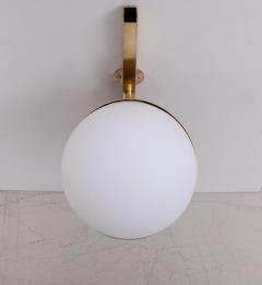  Stilnovo 1 of 4 Stilnovo Style Brass and White Glass Wall Lamps or Sconces - 563705
