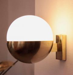  Stilnovo 1 of 8 Brass and Satinized Glass Wall Lamps or Sconces in the manner of Stilnovo - 1026107