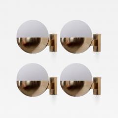  Stilnovo 1 of 8 Brass and Satinized Glass Wall Lamps or Sconces in the manner of Stilnovo - 1026897