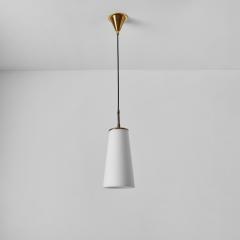  Stilnovo 1950s Brass and Opaline Glass Pendant Lamp Attributed to Stilnovo - 2999099