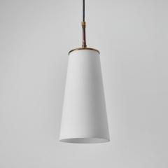  Stilnovo 1950s Brass and Opaline Glass Pendant Lamp Attributed to Stilnovo - 2999103